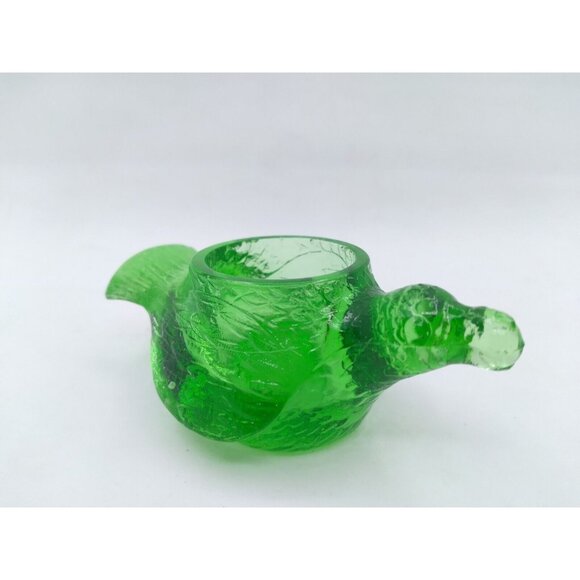 Vtg. Unmarked Possibly L. G Wright Mold Green Bird Glass Open Salt READ - Picture 4 of 14